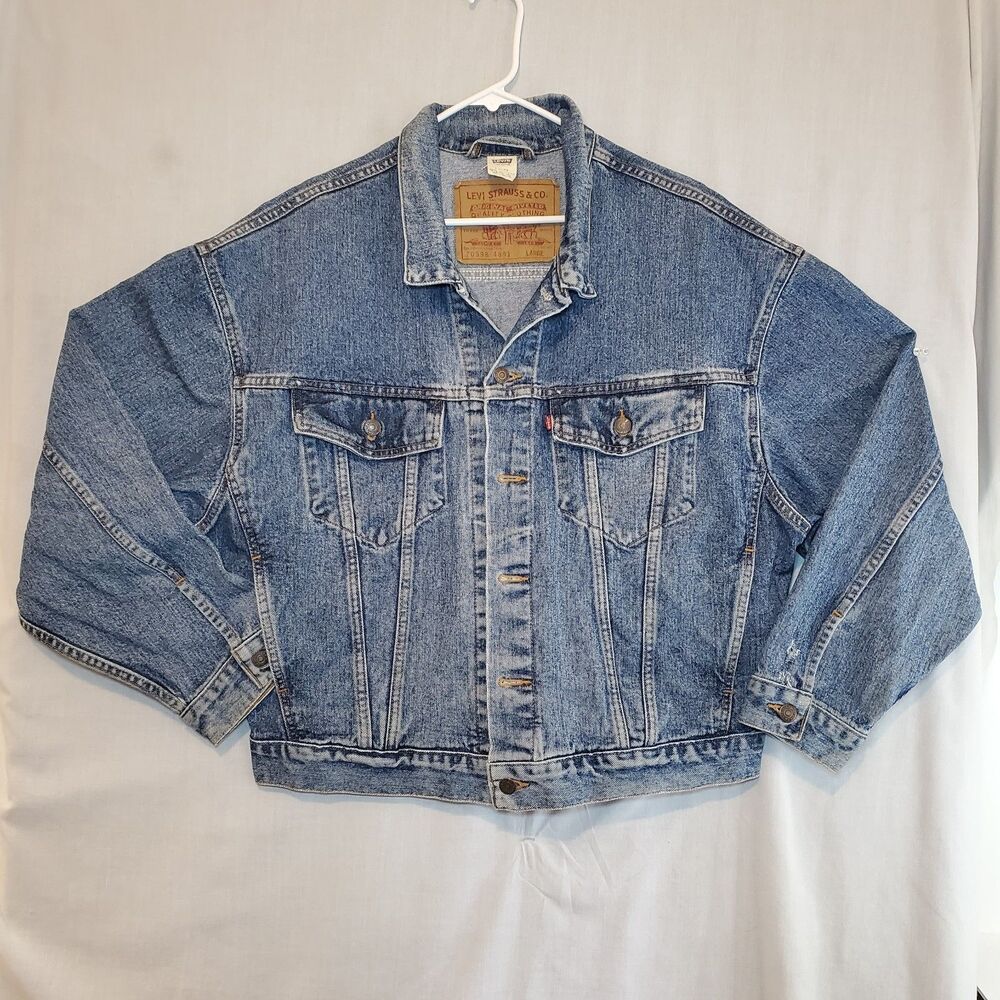Vtg Levi's Mens Type III 1993 Denim Jean Trucker Jacket Sz Large Stone Washed